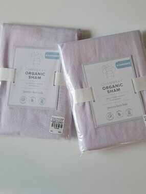 POTTERY BARN KIDS Organic Cotton Chambray Standard Pillow Shams ~ Lavender